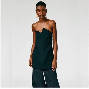 Tibi Fluid Drape Squiggly Strapless Tunic Top
